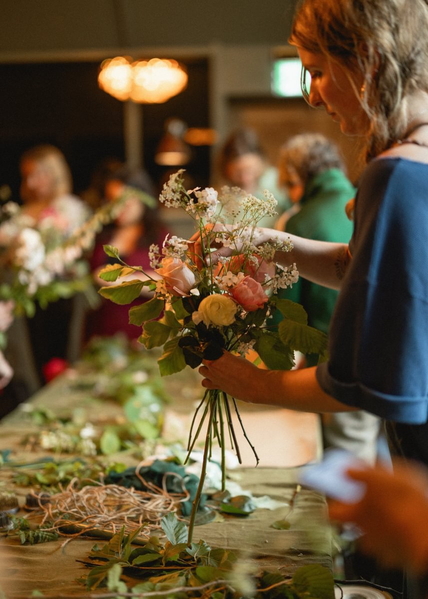 table decorated with flowers