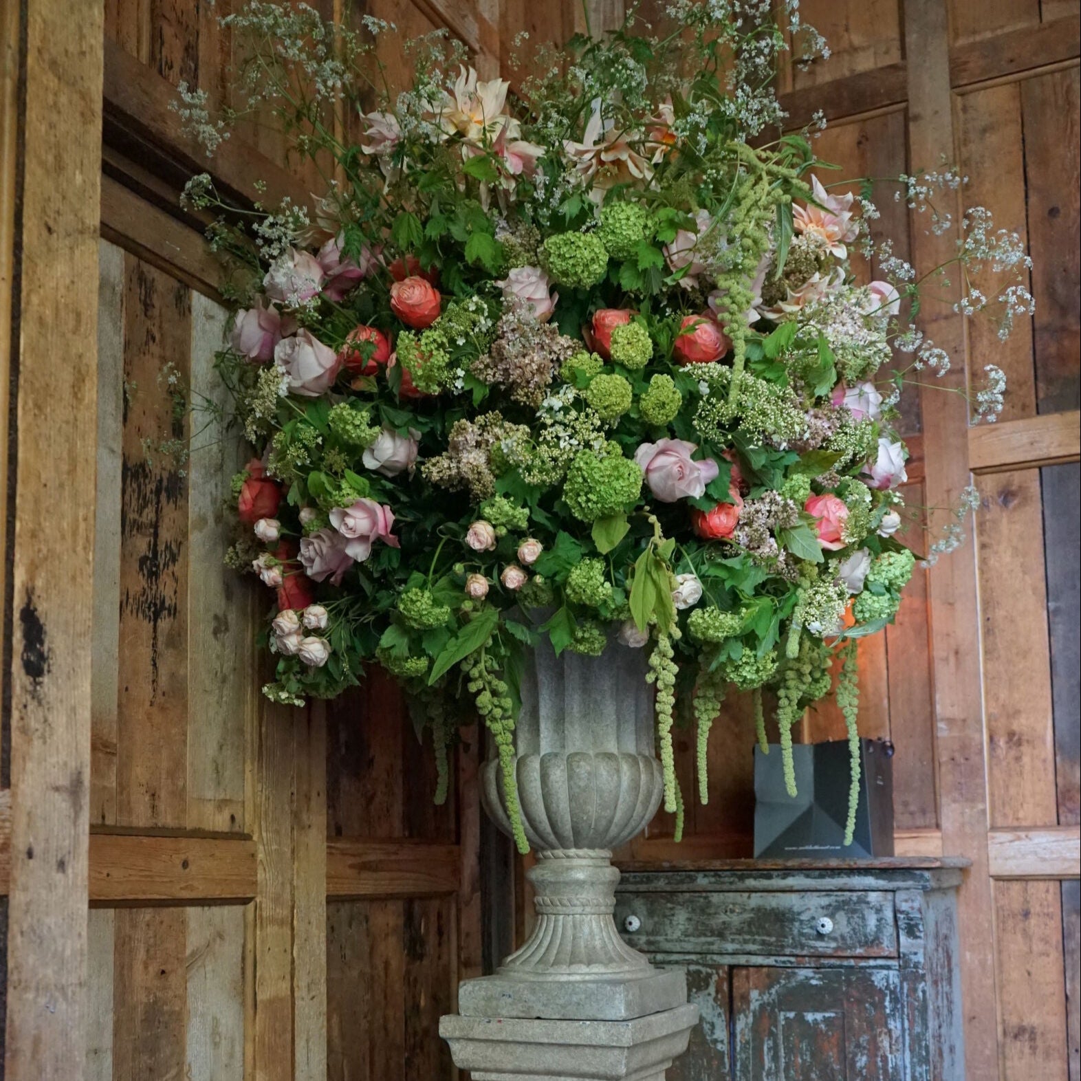 Tall Ribbed Stone Urn for Hire - 296