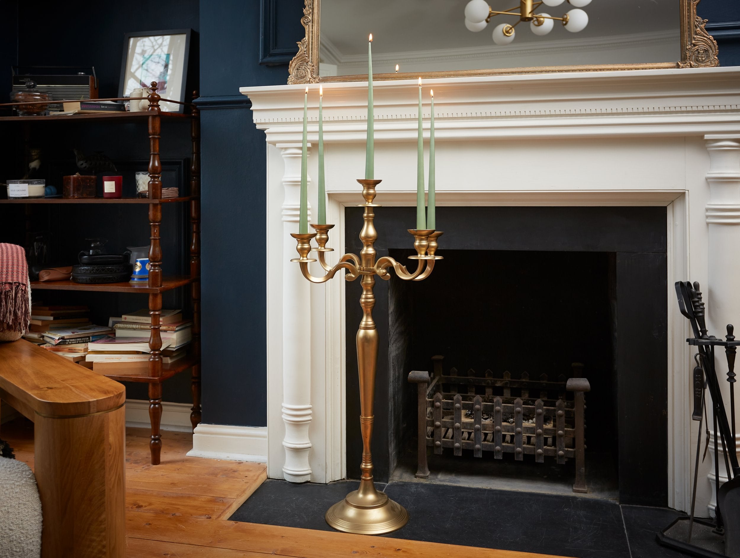 Tall Matt Gold Candelabra for Hire - 044