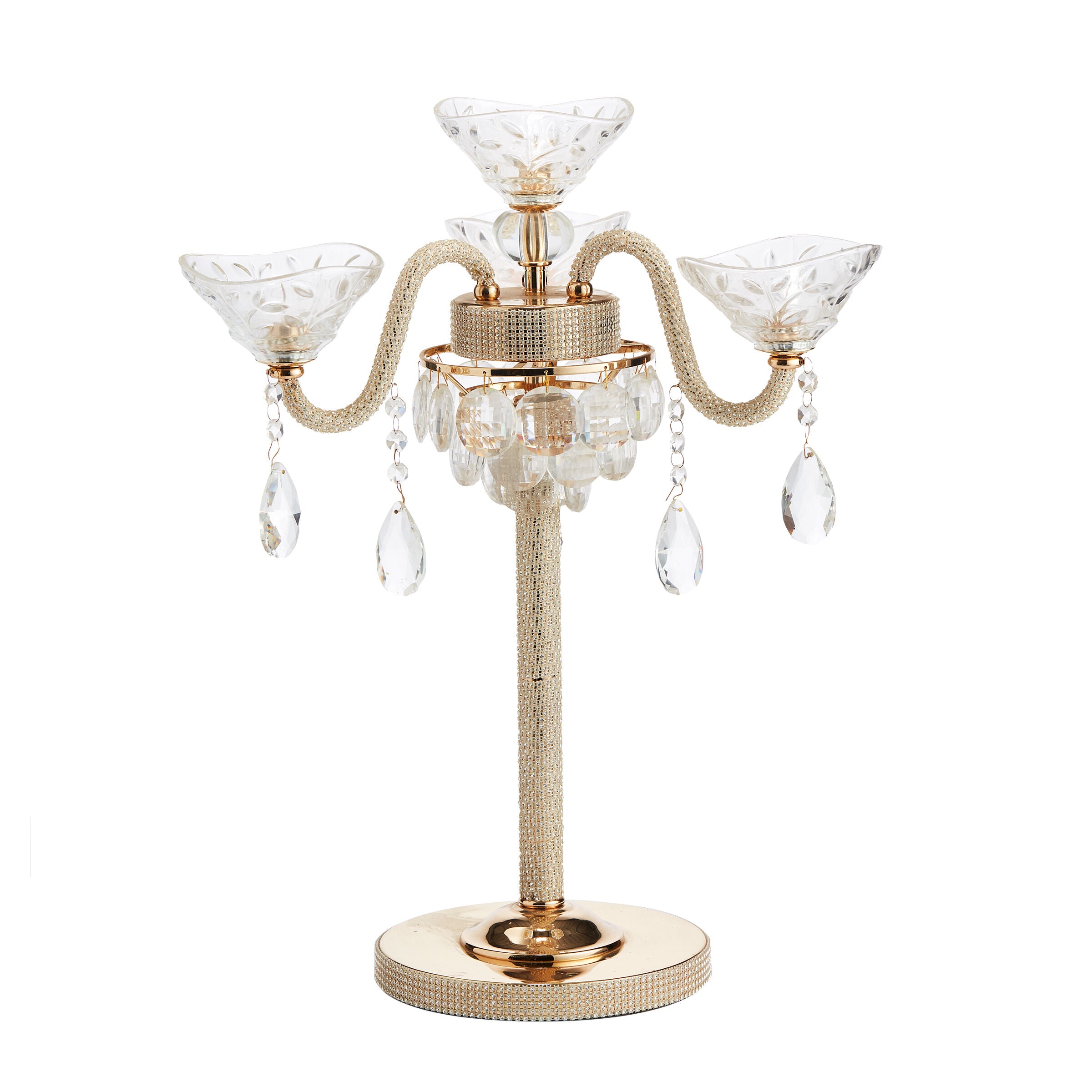 Crystal Candelabra with gold base - Candelebra - Wild at Heart - Wild at Heart