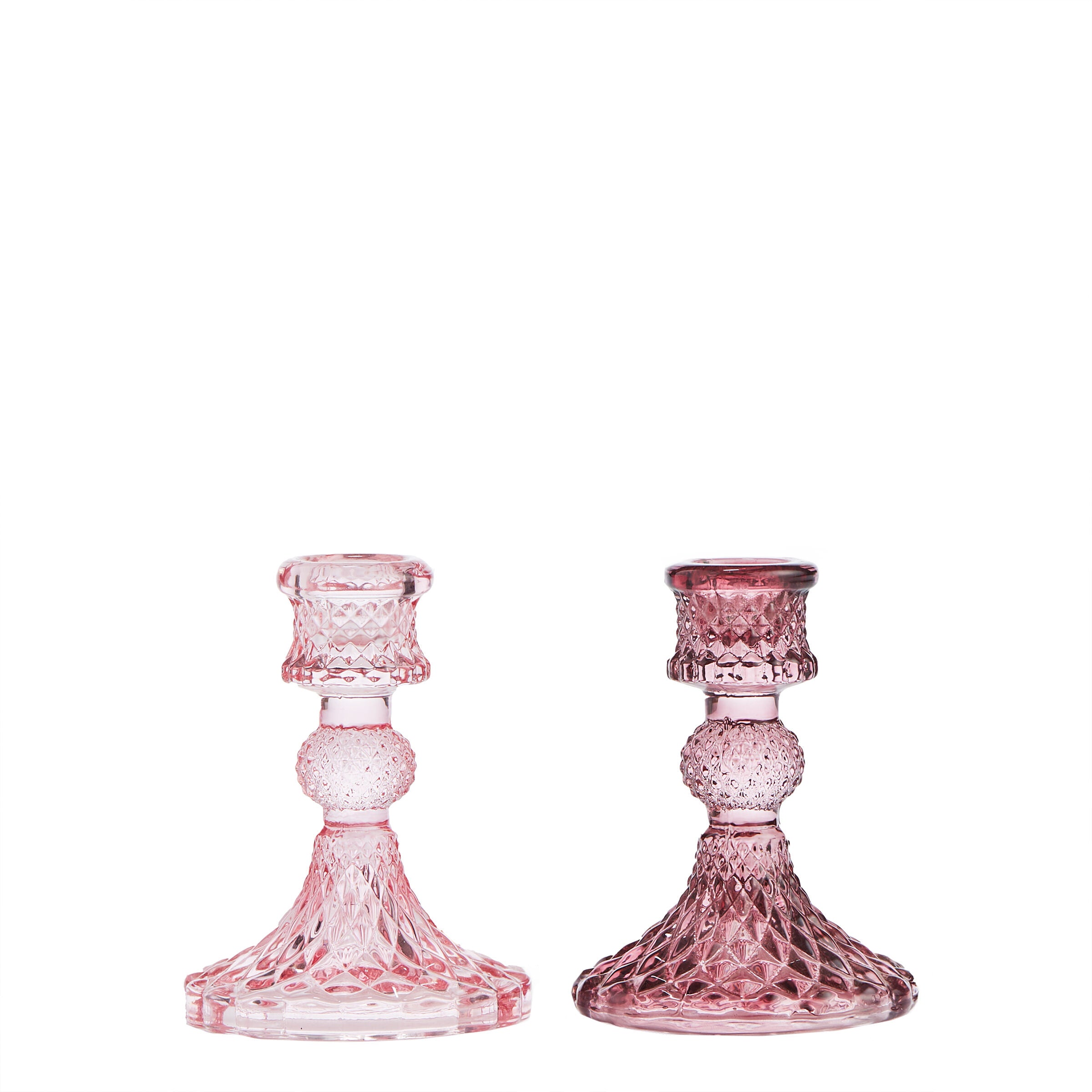Short Pink Crystal Candleholders - Candle Holders - Wild at Heart - Wild at Heart