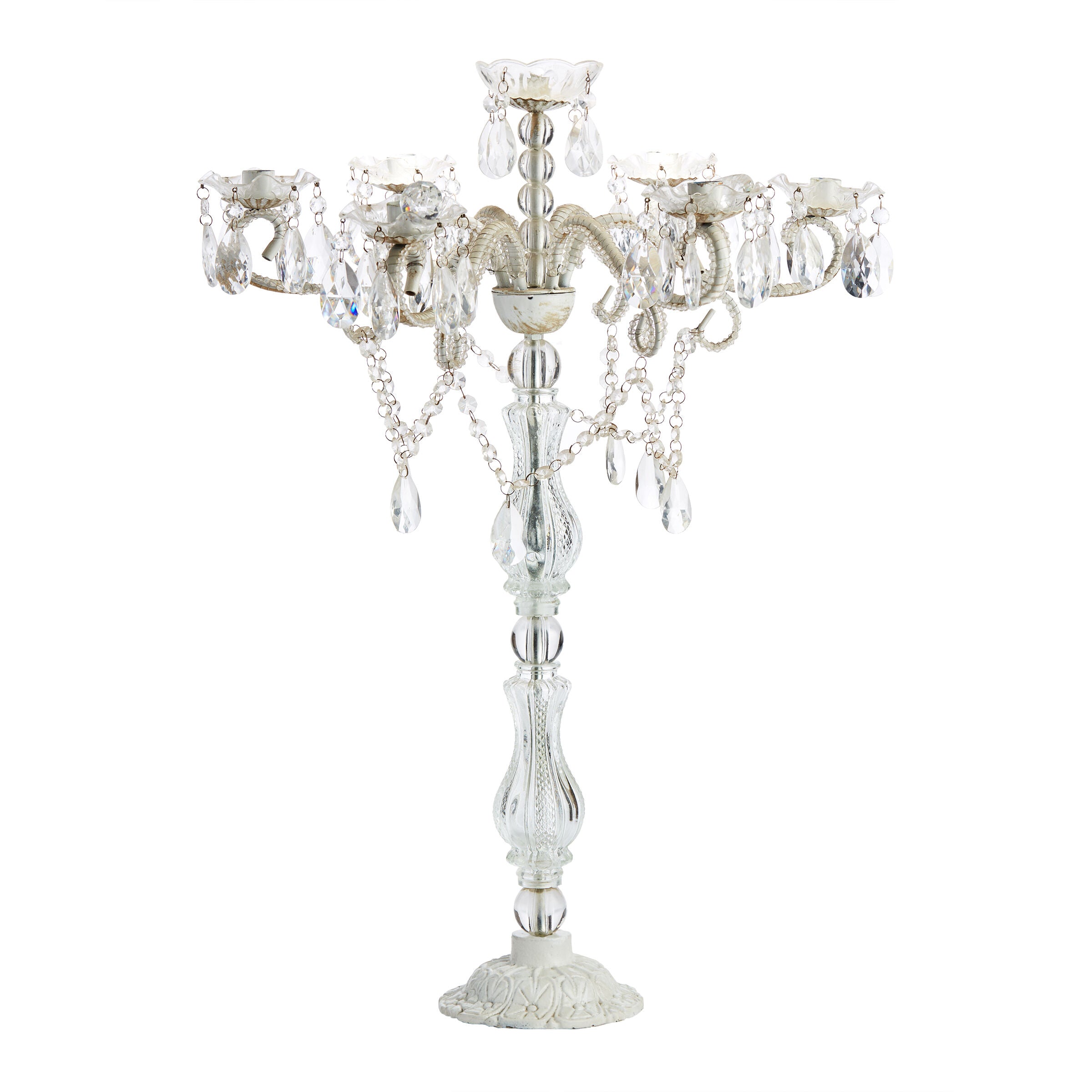Crystal Candelabra with white base - Candelebra - Wild at Heart - Wild at Heart