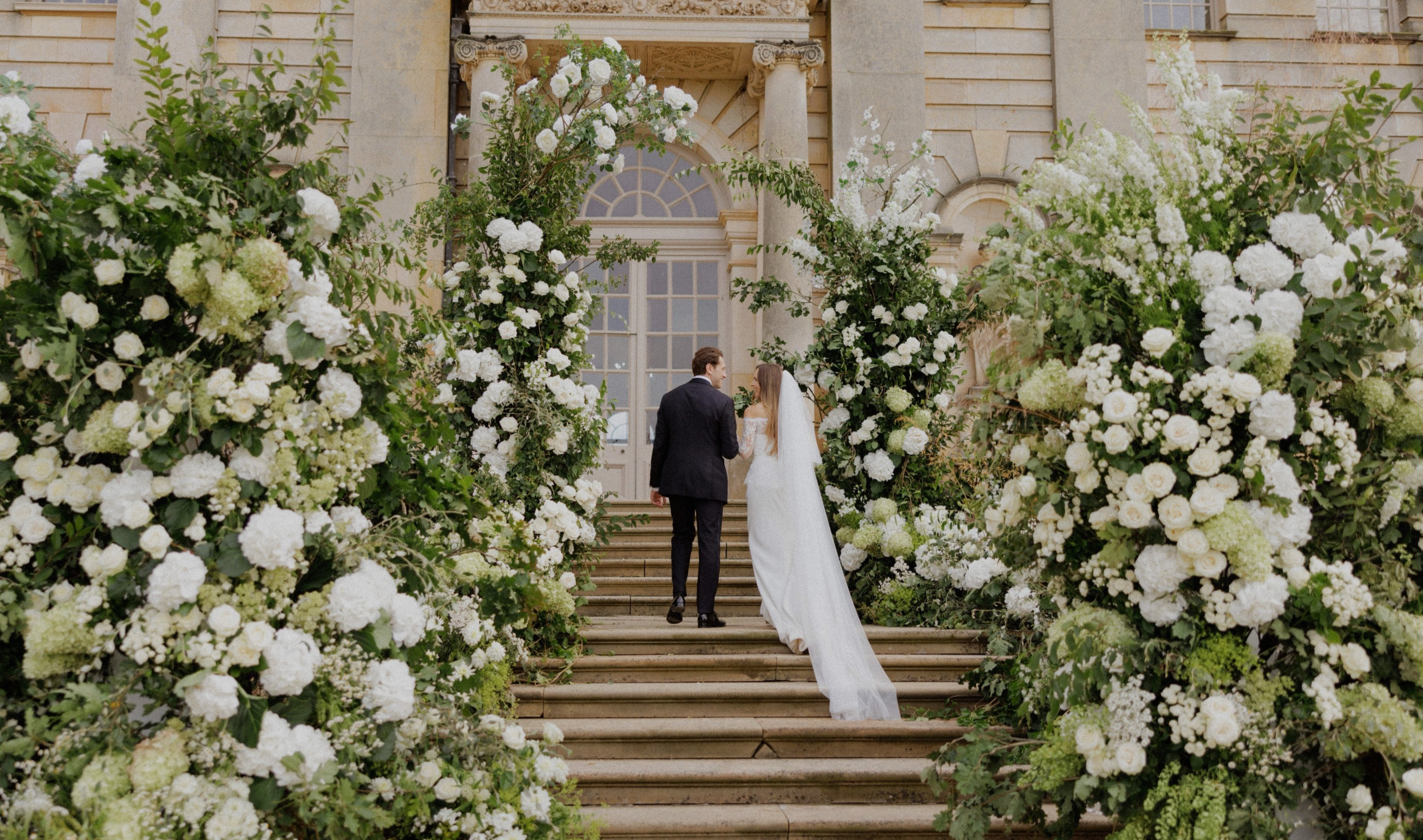 bride and groom at a wedding altar