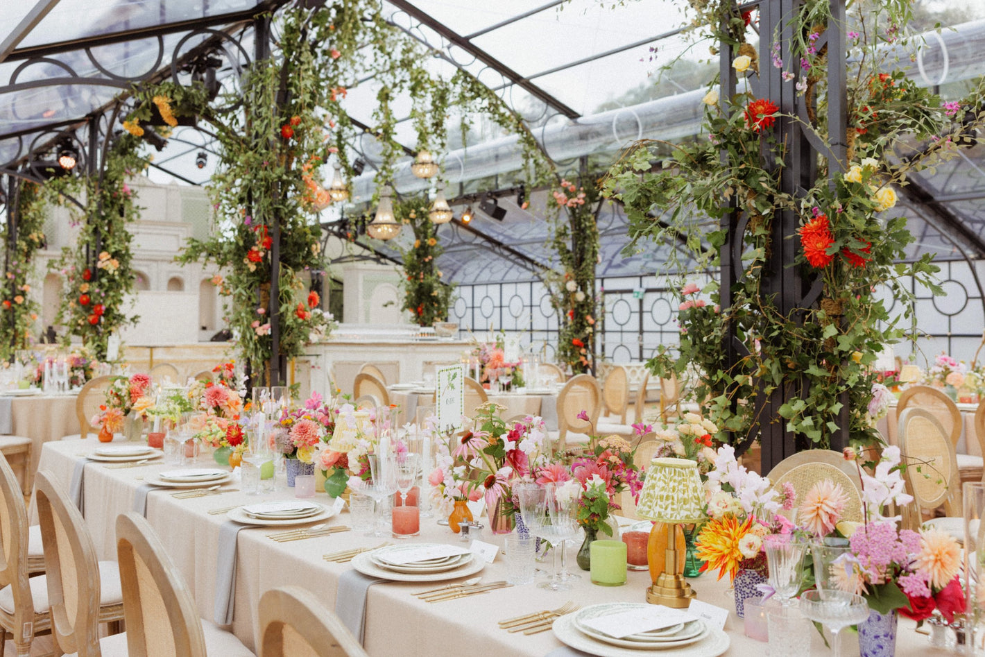 wedding breakfast - tables with flowers on them