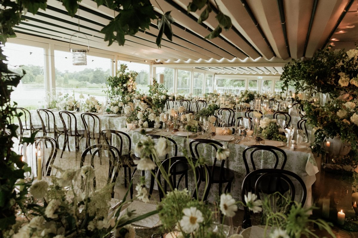 tables decorated with flowers