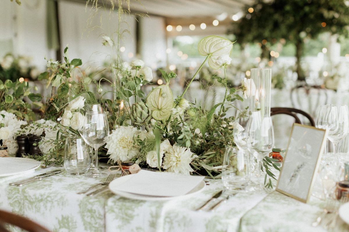 tables decorated with flowers