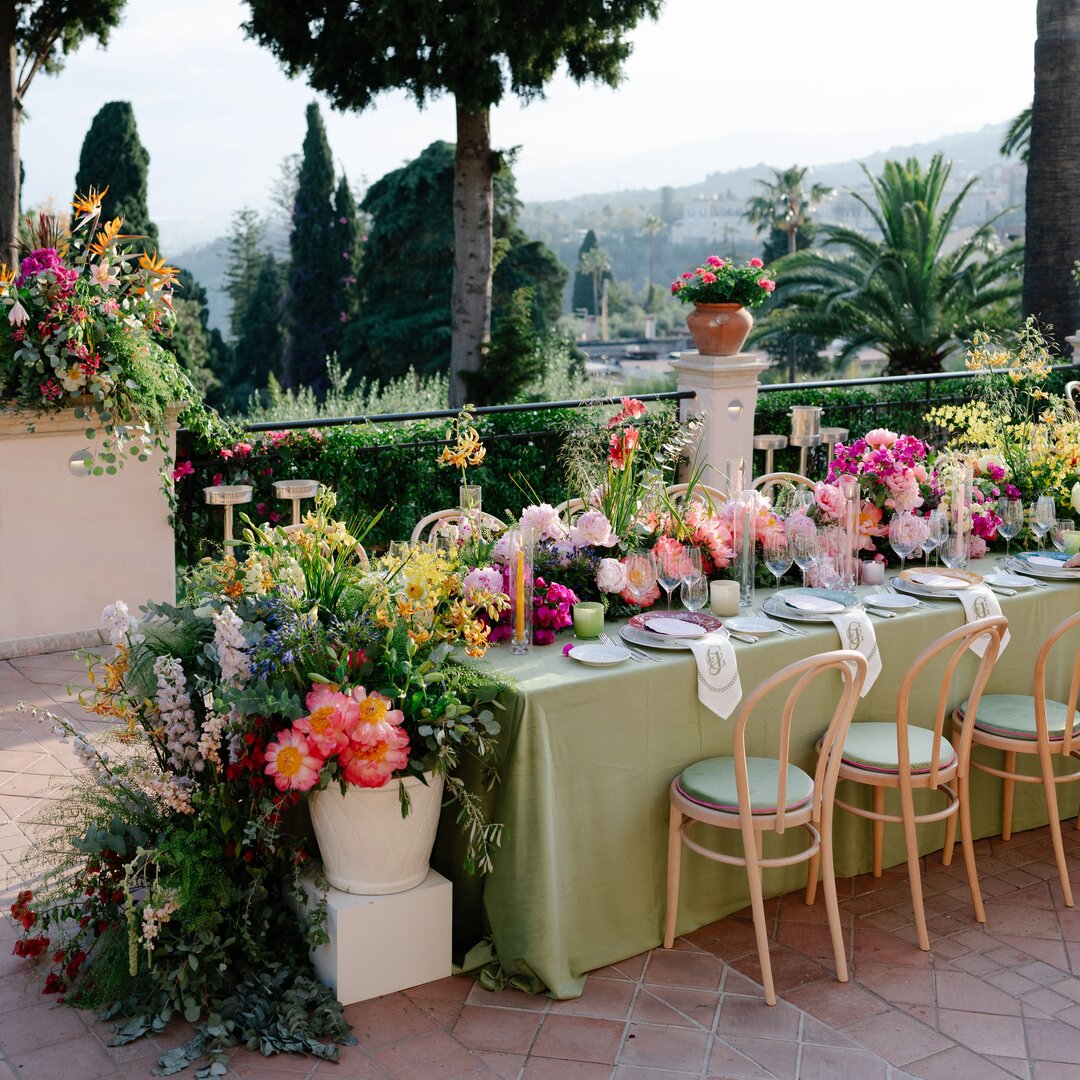 table decorated with flowers