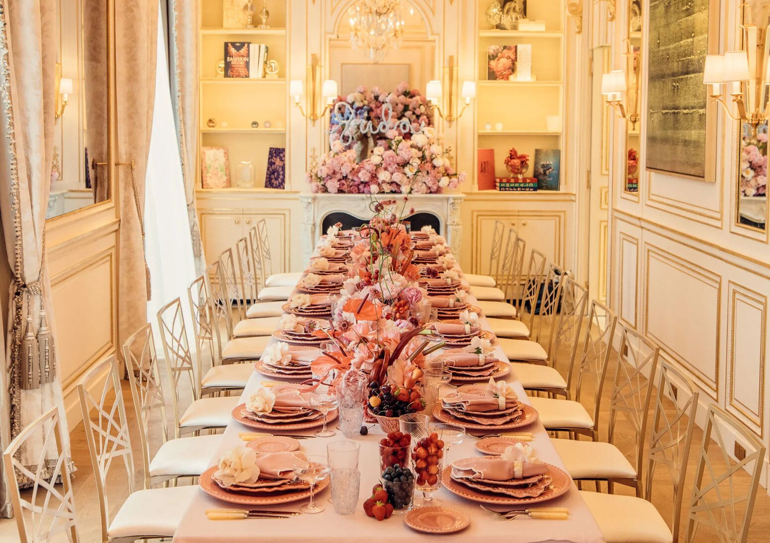 table decorated with flowers