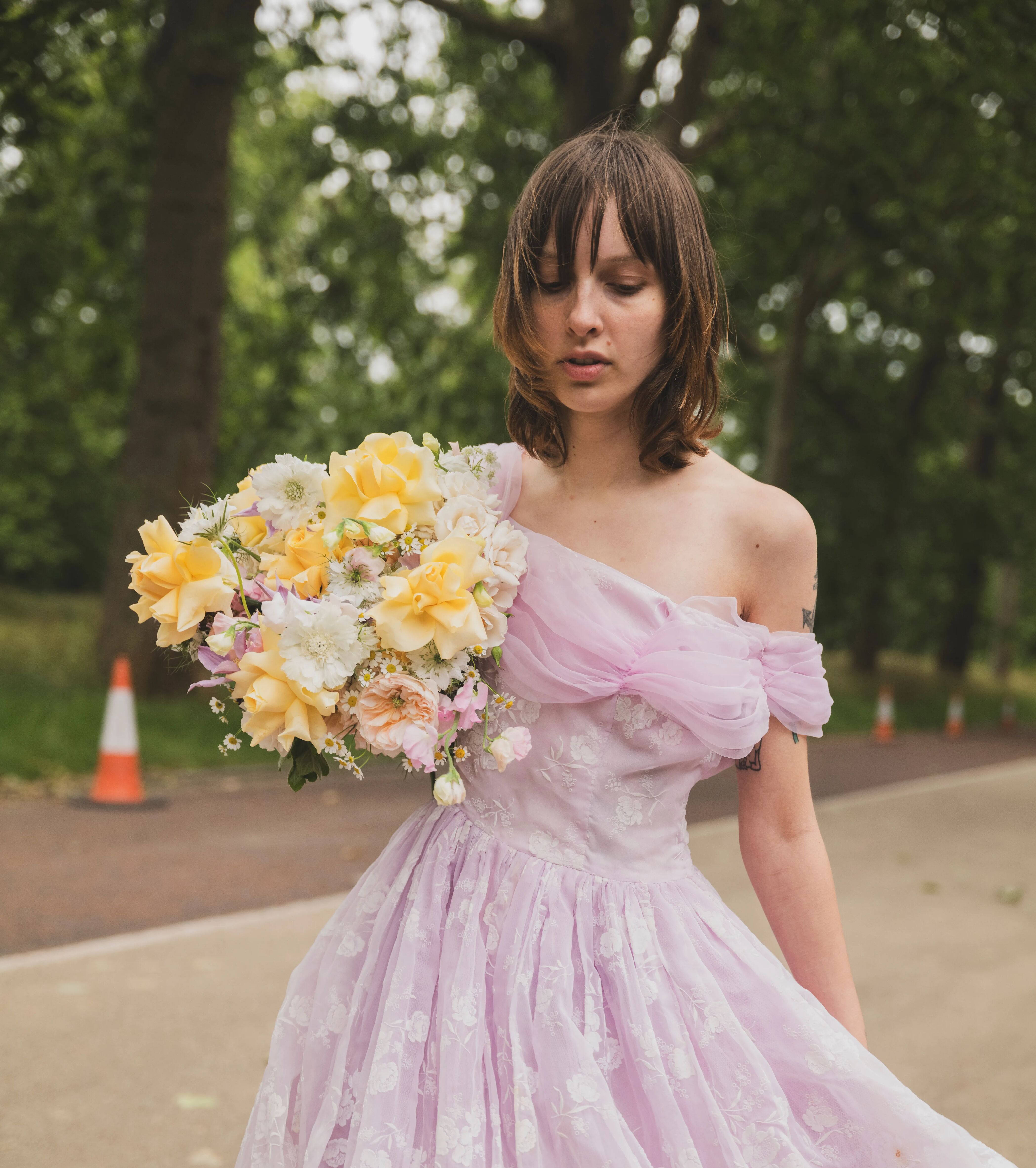 girl holding a bouquet