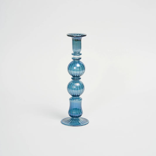 Issy Granger Ombo Blue Glass Candlestick