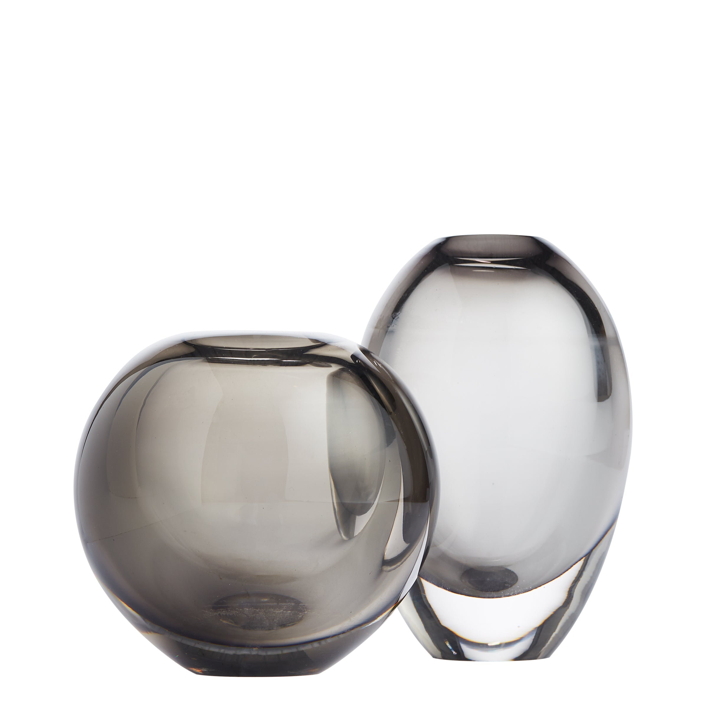 Grey Smoky Glass Round & Oval Vases - Vase - Wild at Heart - Wild at Heart