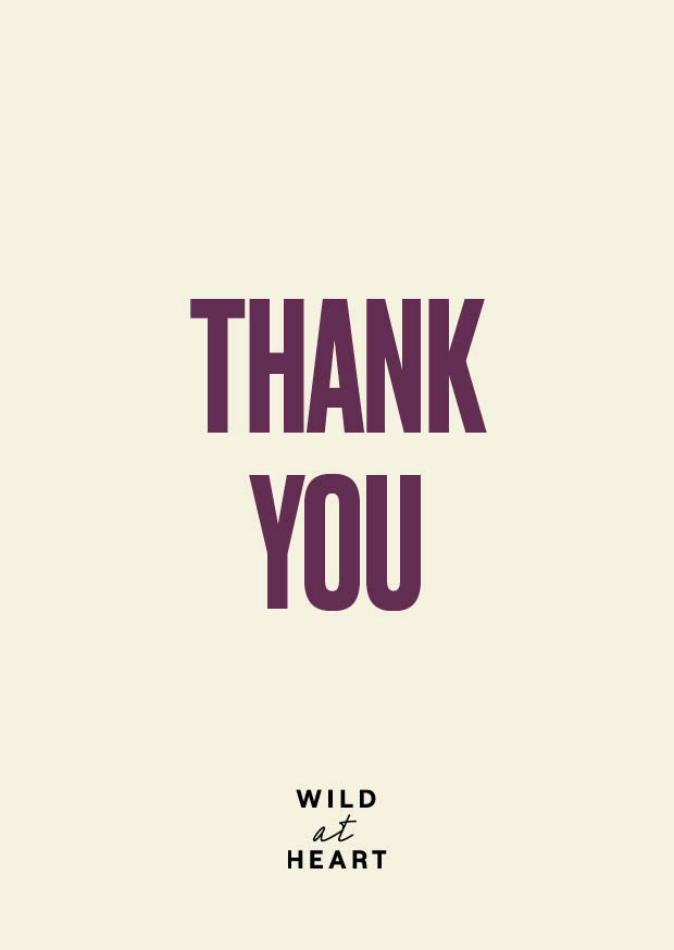 Thank You - Postcard - Wild at Heart - Wild at Heart