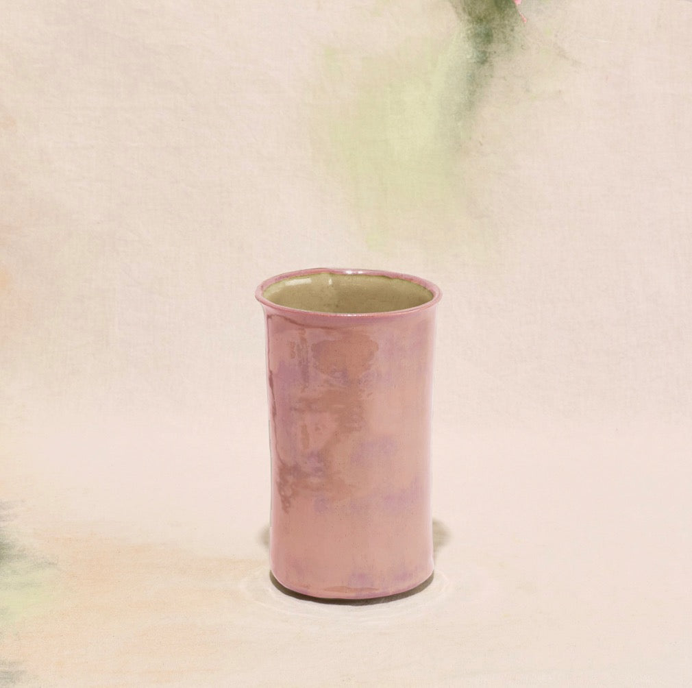 Glossy Dusty Pink Ceramic Vase by M.W Ceramics